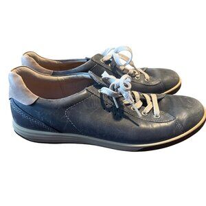 ECCO Womens Leather Casual Lace-Up Sneakers Blue Size 11